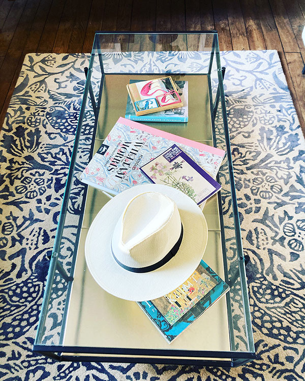 View of the glass coffee table