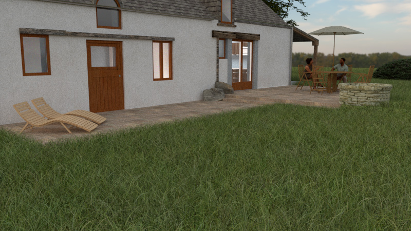 Side 3D view of the terrace